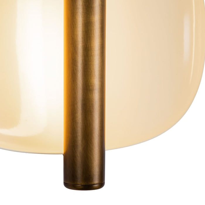 Kuzco Lustre 9" Wht Dimmable LED Wall Sconce, Pearl Wht/Vintage Brass