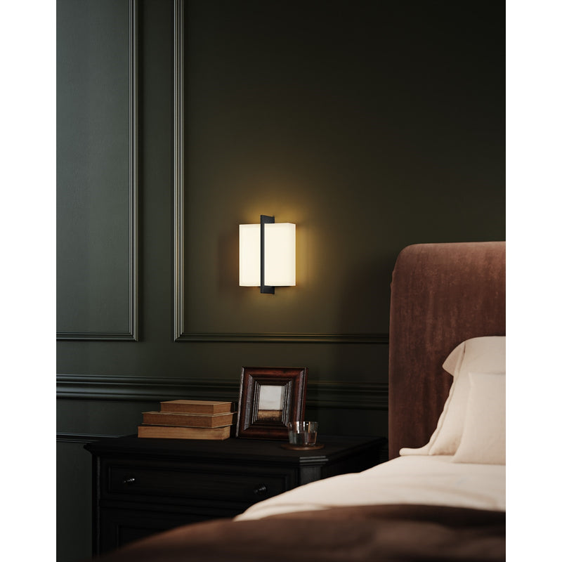 Kuzco Bengal 7in 1-Light Wall Sconce | Modern Black Steel and Opal Glass | Hallway & Bedroom Accent | Model WS39210-BK