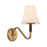 Kuzco Sloan 12" Gold Wall Sconce, Brushed Gold/White Linen - WS445106BGWL