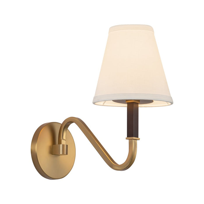 Kuzco Sloan 12" Gold Wall Sconce, Brushed Gold/White Linen - WS445106BGWL