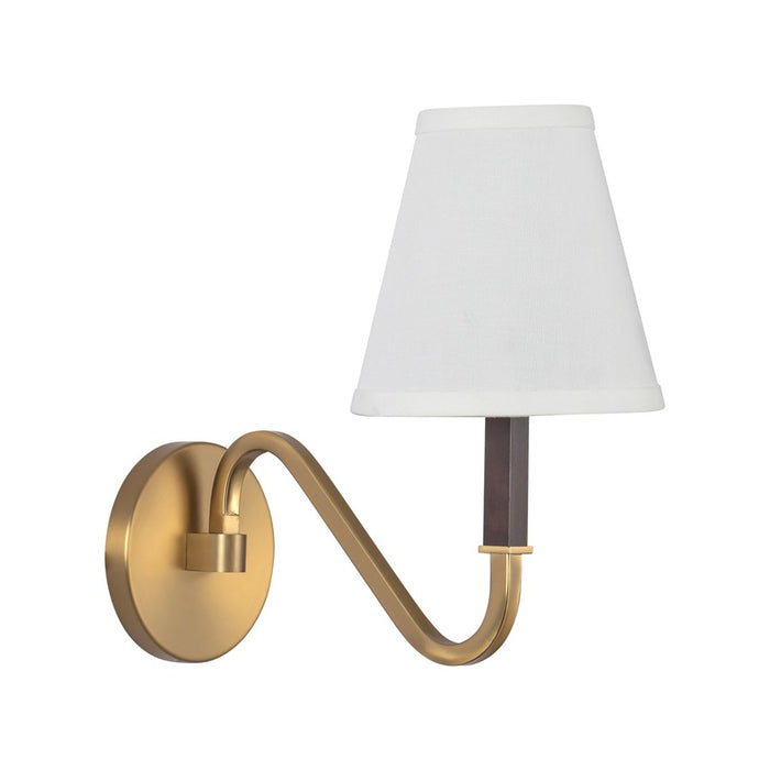 Kuzco Sloan 12" Gold Wall Sconce, Brushed Gold/White Linen