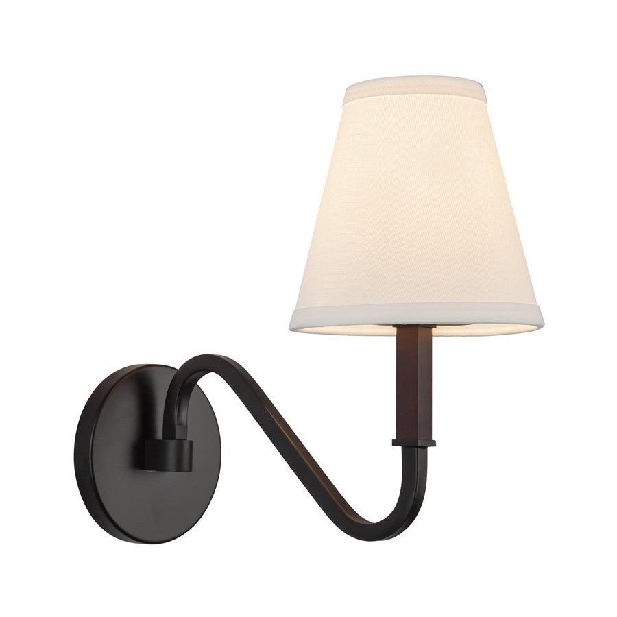 Kuzco Sloan 12" Blk Wall Sconce, Matte Black/White Linen - WS445106MBWL