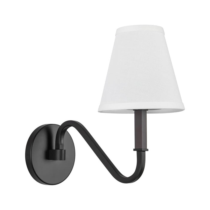 Kuzco Sloan 12" Black Wall Sconce, Matte Black/White Linen