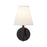 Kuzco Sloan 12" Black Wall Sconce, Matte Black/White Linen