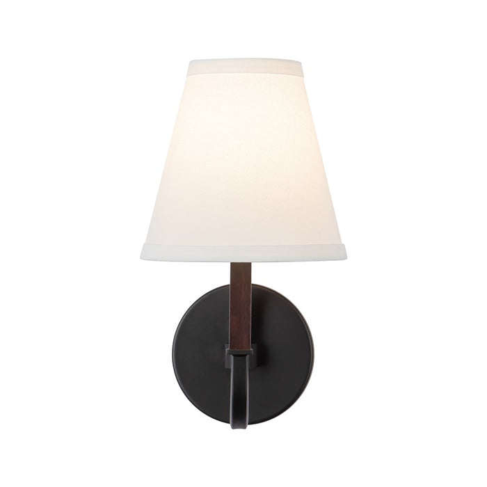 Kuzco Sloan 12" Black Wall Sconce, Matte Black/White Linen
