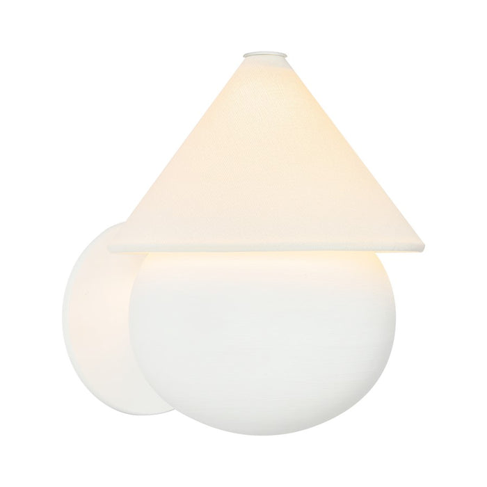 Kuzco Rowan 9" Wht Dim LED Wall Sconce, Antique Wht/White Linen - WS453107AWWL