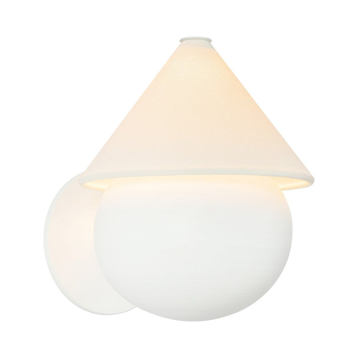 Kuzco Rowan 9" Wht Dimmable LED Wall Sconce, Antique Wht/White Linen