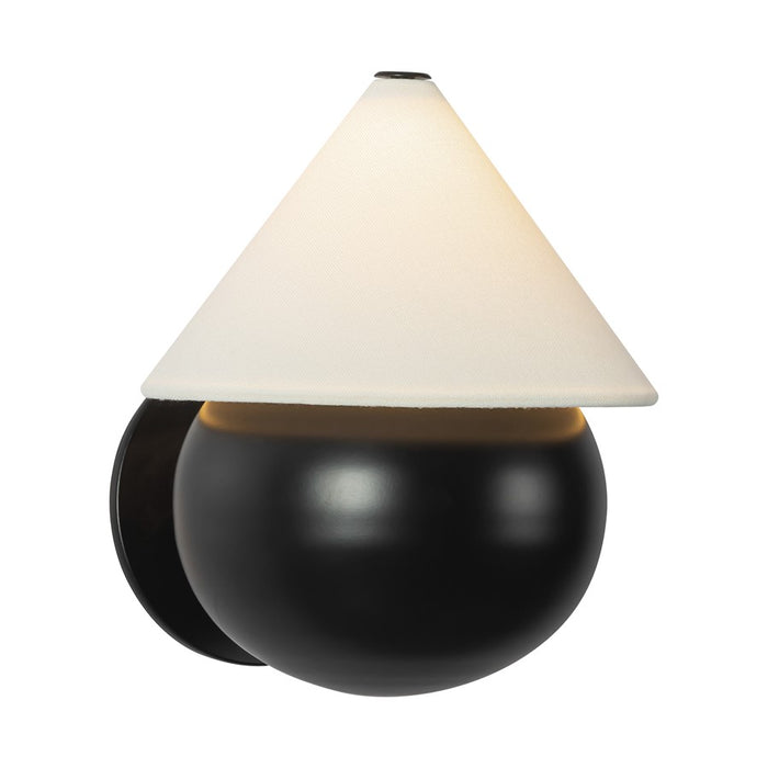 Kuzco Rowan 9" Blk Dim LED Wall Sconce, Matte Black/White Linen - WS453107MBWL