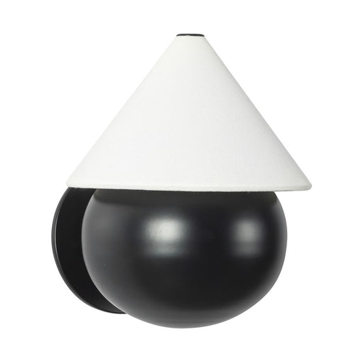 Kuzco Rowan 9" Black Dimmable LED Wall Sconce, Matte Black/White Linen