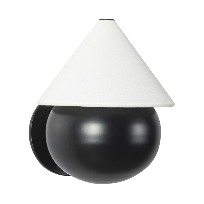 Kuzco Rowan 9" Black Dimmable LED Wall Sconce, Matte Black/White Linen