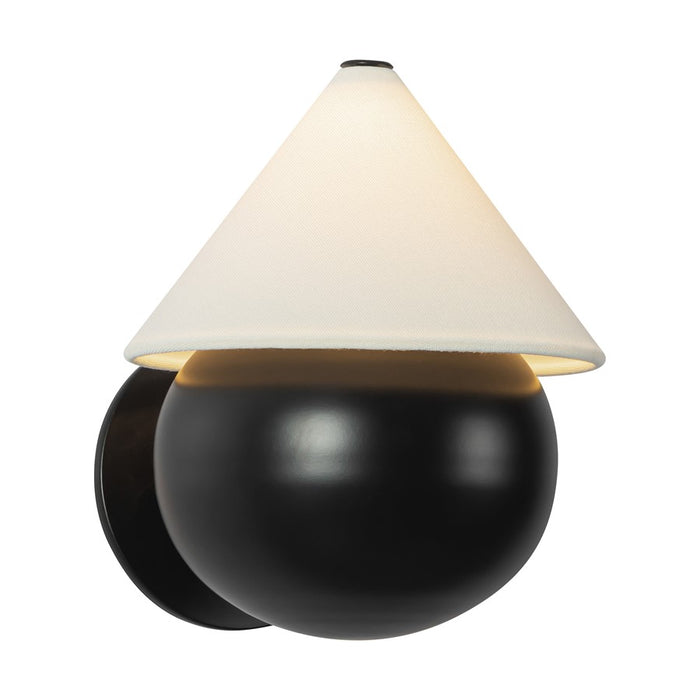 Kuzco Rowan 9" Black Dimmable LED Wall Sconce, Matte Black/White Linen
