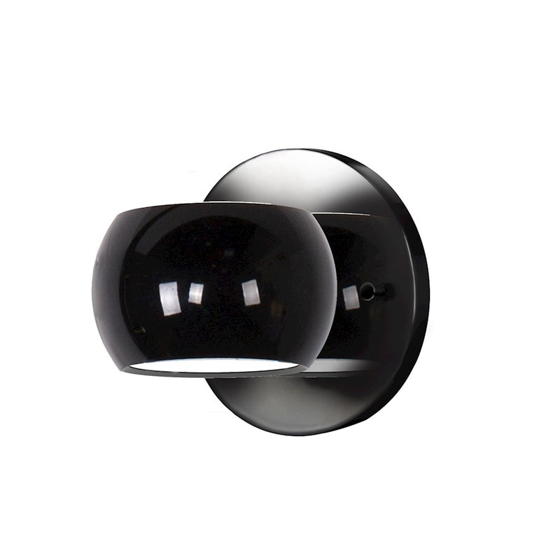 Kuzco Flux 4in 1-Light LED Wall Sconce | Modern Gloss Black Aluminum and Acrylic Diffuser | Hallway & Bedroom Accent Light | Model WS46604-GBK