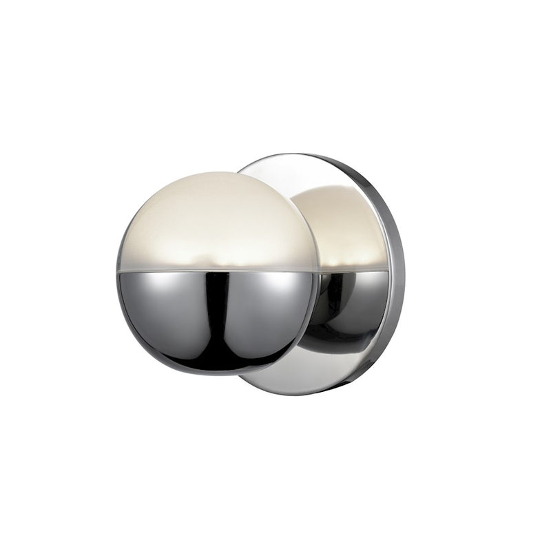 Kuzco Pluto 5in LED Wall Sconce | Chrome and Frosted Interior Clear Glass | Bedroom & Hallway Accent | 400 Lumens, 3000K | Model WS47305-CH