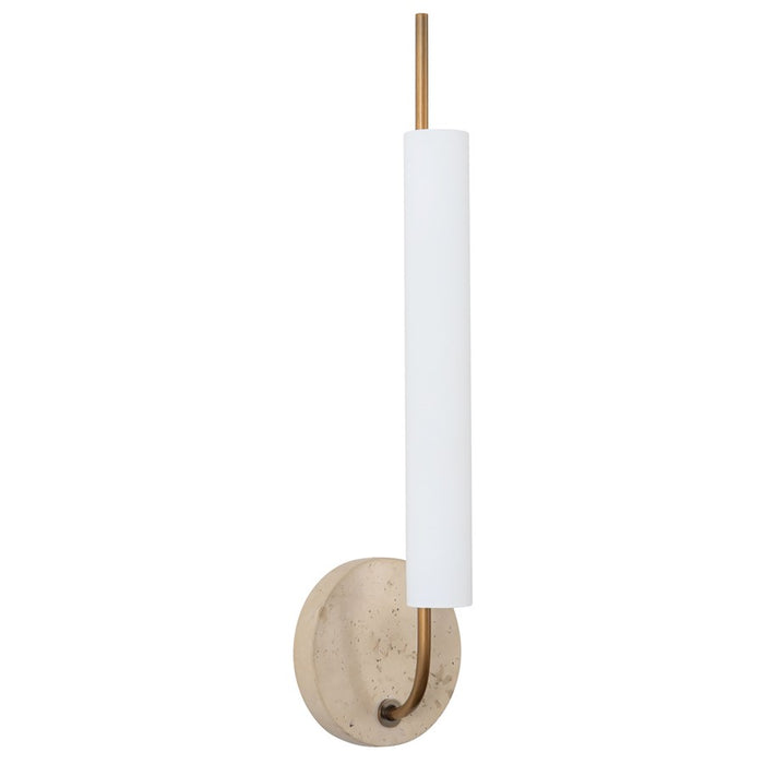 Kuzco Wick 20" Brass Dimmable LED Wall, Vintage Brass/Travertine