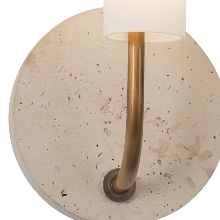 Kuzco Wick 20" Brass Dimmable LED Wall, Vintage Brass/Travertine