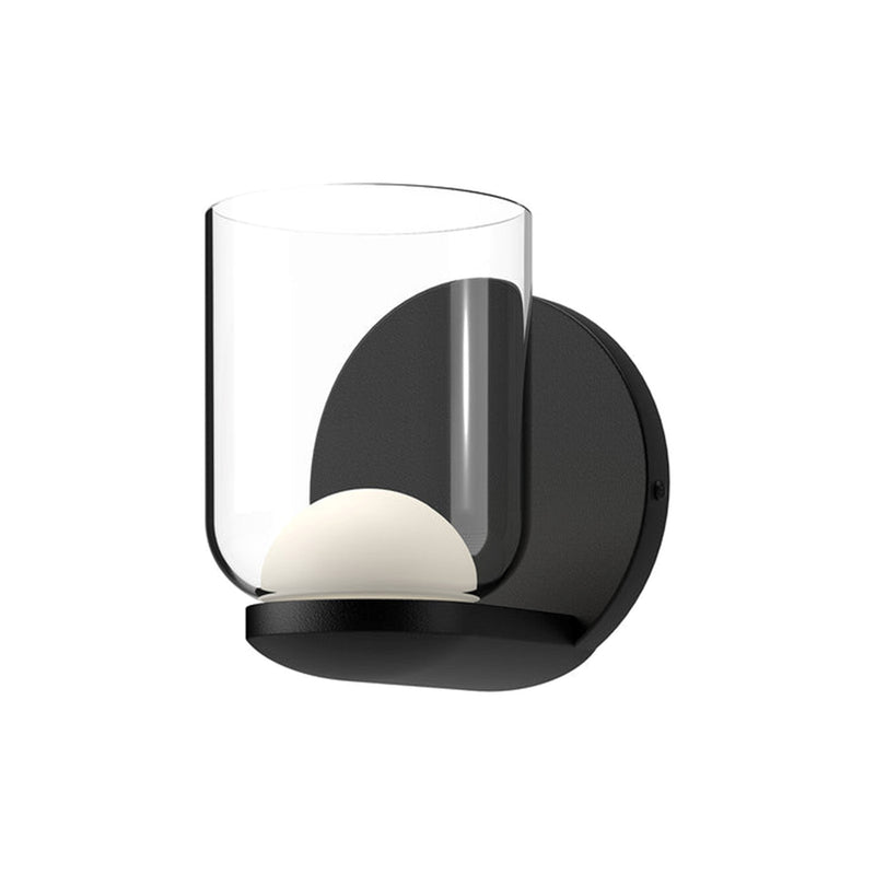 Kuzco Cedar 4in LED Wall Sconce | Modern Black and Clear Glass with White Diffuser | Hallway & Bathroom Accent | 935lm 3000K | Model WS52505-BK-CL