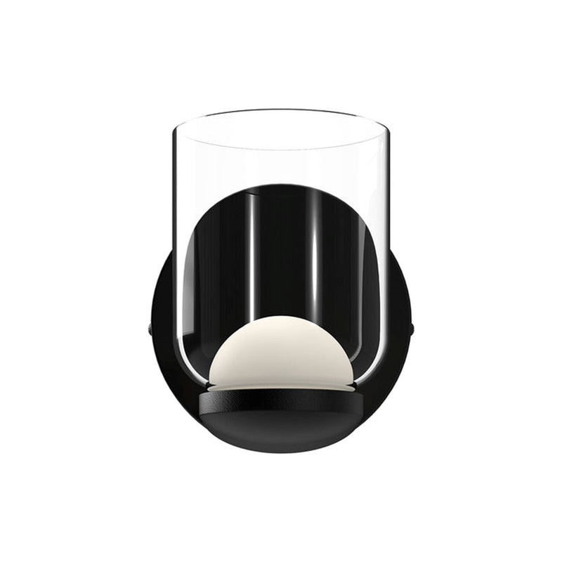 Kuzco Cedar 4in LED Wall Sconce | Modern Black and Clear Glass with White Diffuser | Hallway & Bathroom Accent | 935lm 3000K | Model WS52505-BK-CL