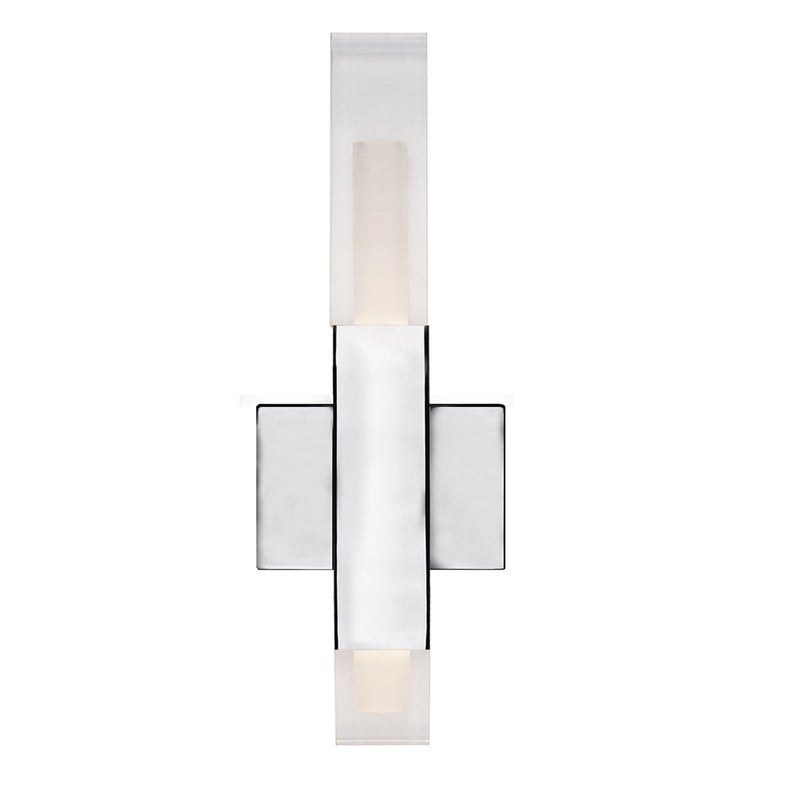 Kuzco Martelo 18in 1-Light LED Wall Sconce | Chrome and Frosted Acrylic | Living Room & Bedroom Accent | 17.5 x 1.62 x 2.38 in | Model WS53318-CH