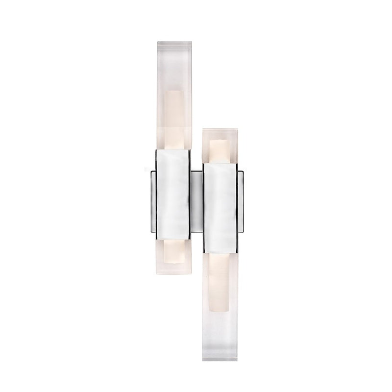 Kuzco Martelo 21in LED Wall Sconce | Chrome and Acrylic with Frosted Interior | Hallway & Bedroom Accent | 1600lm 3000K 90CRI | Model WS53322-CH