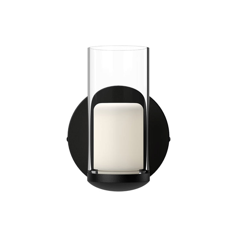 Kuzco Birch 3in 1-Light LED Wall Sconce | Modern Black Aluminum and Clear Glass with White Diffuser | Hallway & Bathroom Accent | Model WS53505-BK-CL