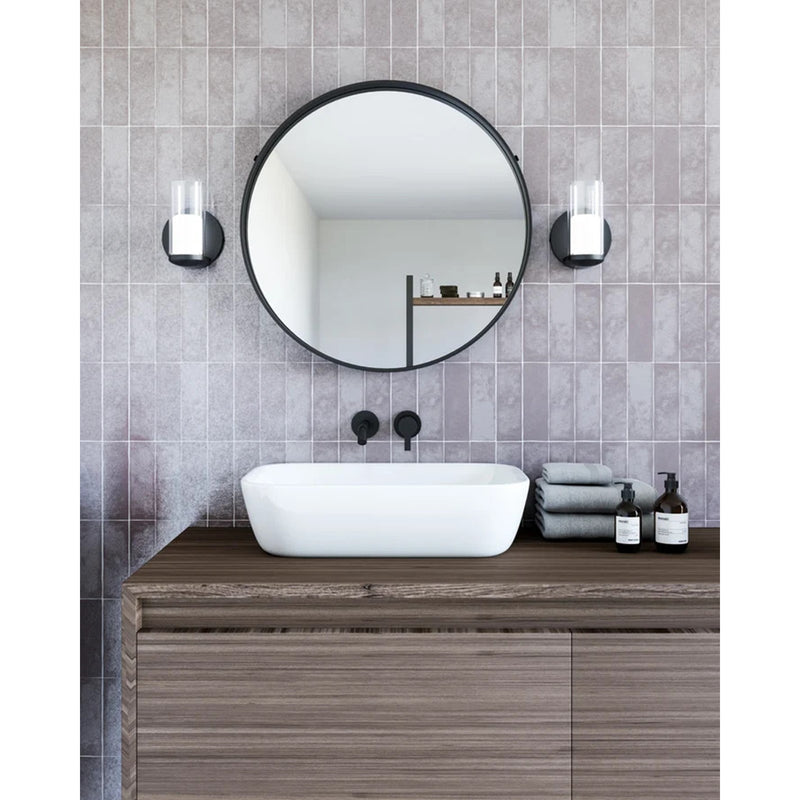 Kuzco Birch 3in 1-Light LED Wall Sconce | Modern Black Aluminum and Clear Glass with White Diffuser | Hallway & Bathroom Accent | Model WS53505-BK-CL