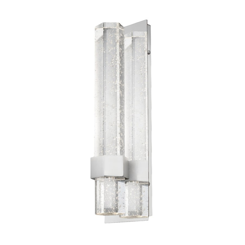 Kuzco Warwick 15in 1-Light LED Wall Sconce | Modern Chrome and Clear Encased Bubble Crystal | Hallway & Bedroom Accent | Model WS54615-CH