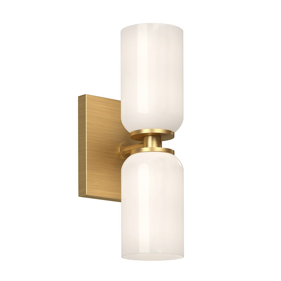 Kuzco Nola 2 12" Light Wall Sconce, Gold/Glossy Opal/Opal - WS57712-BG-GO