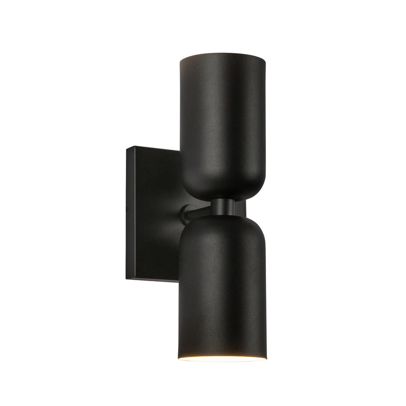 Kuzco Nola 2-Light 12in Wall Sconce | Industrial Black Steel and Steel Shade | Hallway & Bathroom Accent Light | Model WS57712-BK