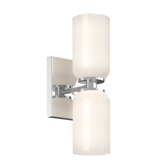 Kuzco Nola 2 12" Light Wall Sconce, Chrome/Glossy Opal/Opal - WS57712-CH-GO