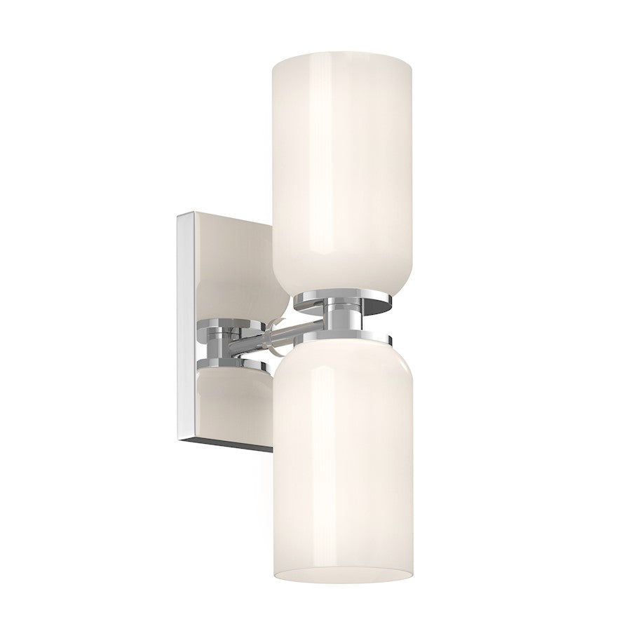 Kuzco Nola 2 12" Light Wall Sconce, Chrome/Glossy Opal/Opal - WS57712-CH-GO