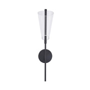 Kuzco Mulberry 24in 1-Light LED Wall Sconce | Modern Matte Black and Clear Etched Acrylic | Hallway & Bedroom Accent | Model WS62524-BK-LG