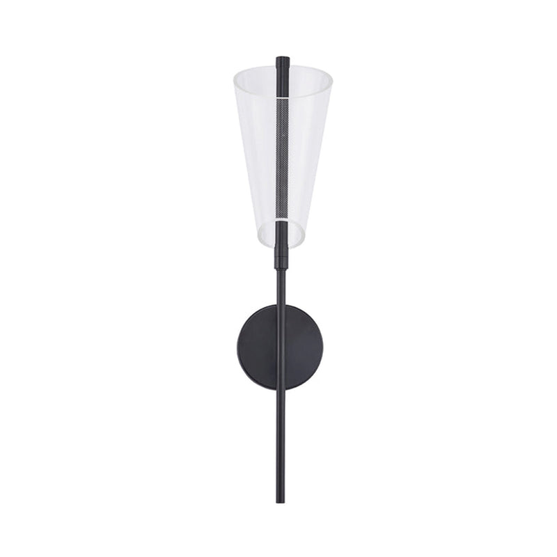 Kuzco Mulberry 24in 1-Light LED Wall Sconce | Modern Matte Black and Clear Etched Acrylic | Hallway & Bedroom Accent | Model WS62524-BK-LG