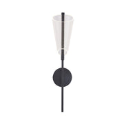 Kuzco Mulberry 24in 1-Light LED Wall Sconce | Modern Matte Black and Clear Etched Acrylic | Hallway & Bedroom Accent | Model WS62524-BK-LG