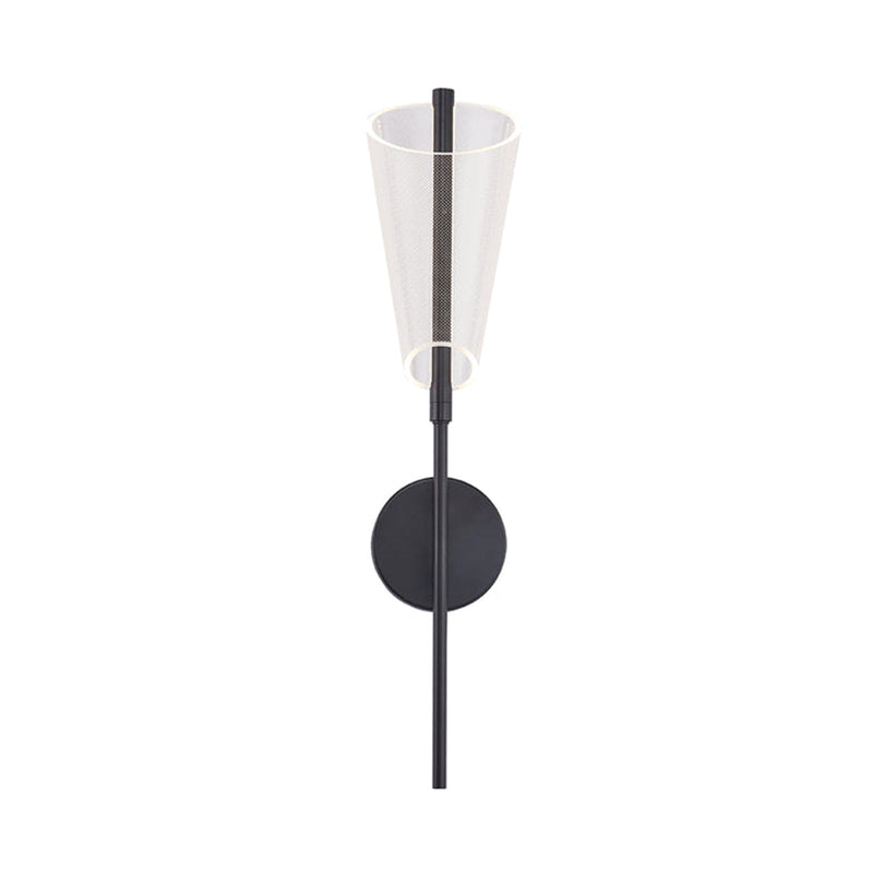 Kuzco Mulberry 24in 1-Light LED Wall Sconce | Modern Matte Black and Clear Etched Acrylic | Hallway & Bedroom Accent | Model WS62524-BK-LG