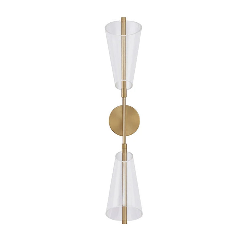 Kuzco Mulberry 29in 1-Light Wall Sconce | Modern Brushed Gold and Clear Etched Acrylic | Bedroom & Hallway Accent Light | Model WS62629-BG-LG