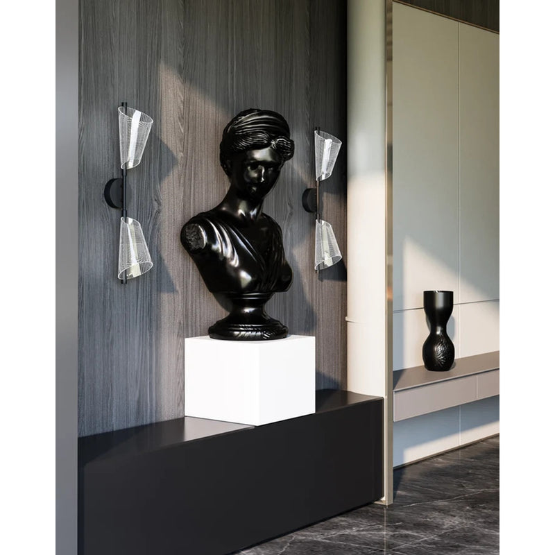 Kuzco Mulberry 29in 1-Light Wall Sconce | Modern Black and Acrylic Edge-Lit | Living Room & Hallway Accent Light | Model WS62629-BK-LG