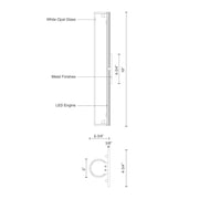 Kuzco Bute 18in LED Wall Sconce | Modern Brushed Nickel and Opal Glass | Hallway & Bedroom Accent Light | 1600lm 3000K 90CRI | Model WS8318-BN