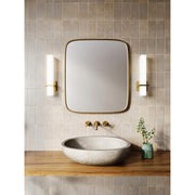 Kuzco Nepal 18in 1-Light LED Wall Sconce | Modern Brushed Gold Steel and Opal Glass | Bedroom & Hallway Accent Light | 1200lm | Model WS84218-BG