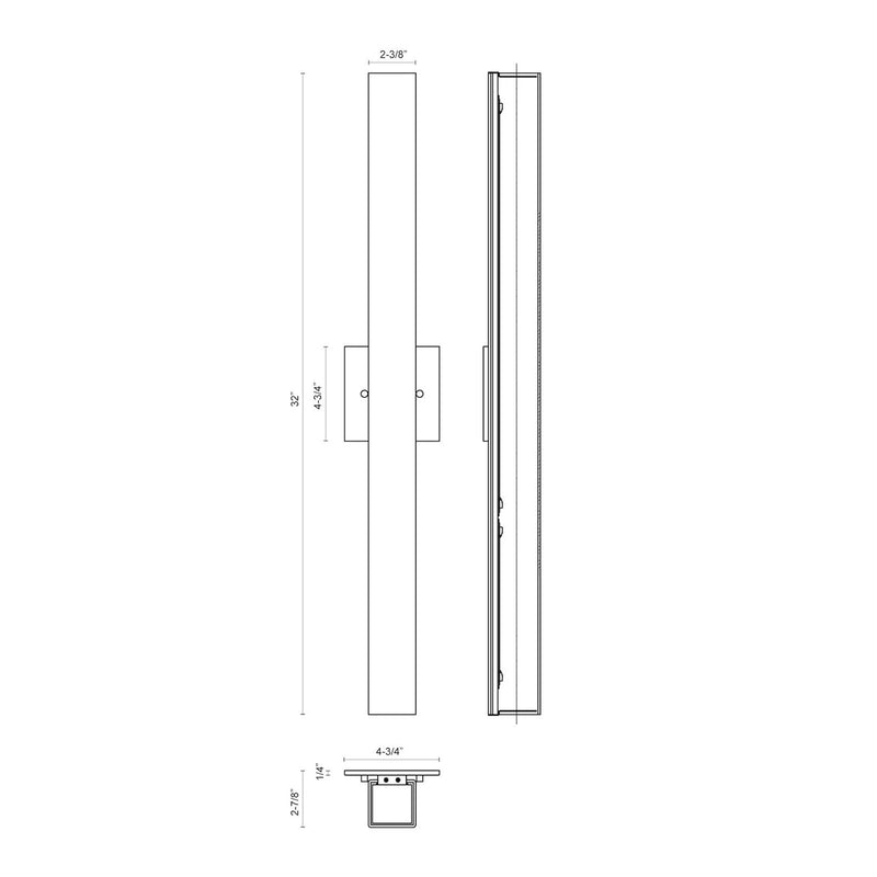 Kuzco Melville 32in LED Wall Sconce | Modern Chrome and Opal Glass | Hallway & Bathroom Accent | 2.38 x 32 in | Model WS8432-CH