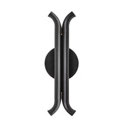 Kuzco Husk 14" LED Wall Sconce, Glossy Black/Stainless Steel Shade - WS89714-GBK