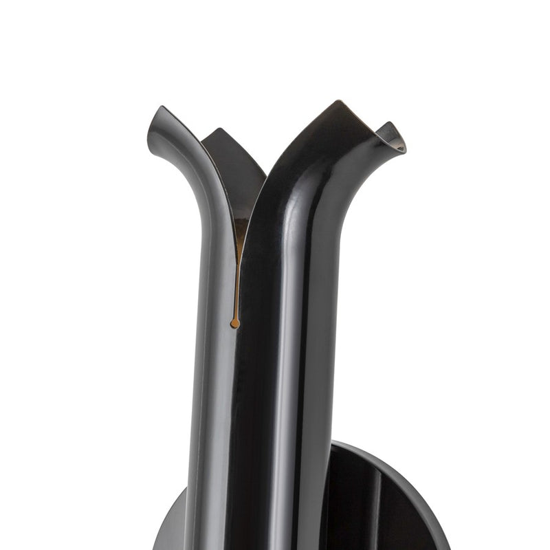 Kuzco Husk 14" LED Wall Sconce, Glossy Black/Stainless Steel Shade