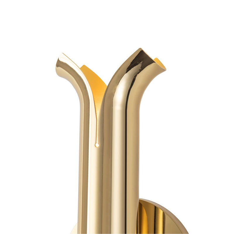Kuzco Husk 14" LED Wall Sconce, Metallic Brass/Stainless Steel