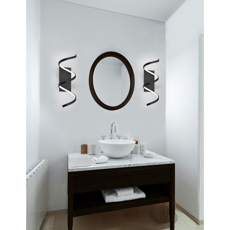 Kuzco Synergy 24in LED Wall Sconce | Modern Black Aluminum and Frosted Acrylic Diffuser | Hallway & Living Room Accent | Model WS93724-BK