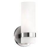 Kuzco Milano 9in 1-Light LED Wall Sconce | Modern Brushed Nickel and Opal Glass | Bedroom & Hallway Accent Light | 600lm 3000K | Model WS9809-BN