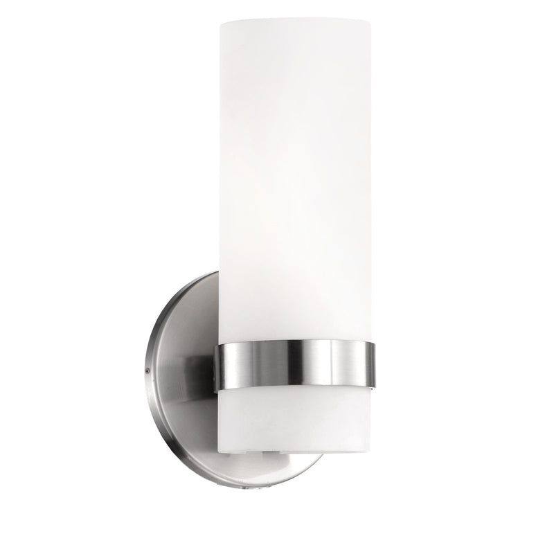 Kuzco Milano 9in 1-Light LED Wall Sconce | Modern Brushed Nickel and Opal Glass | Bedroom & Hallway Accent Light | 600lm 3000K | Model WS9809-BN
