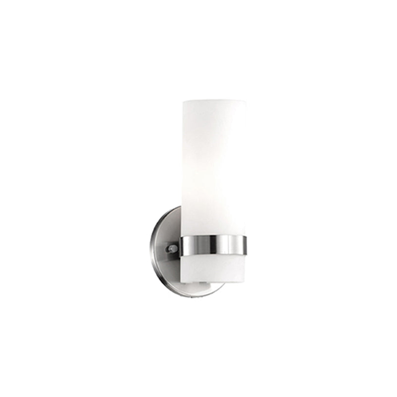 Kuzco Milano 9in 1-Light LED Wall Sconce | Modern Brushed Nickel and Opal Glass | Bedroom & Hallway Accent Light | 600lm 3000K | Model WS9809-BN