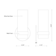 Kuzco Milano 9in 1-Light LED Wall Sconce | Modern Brushed Nickel and Opal Glass | Bedroom & Hallway Accent Light | 600lm 3000K | Model WS9809-BN