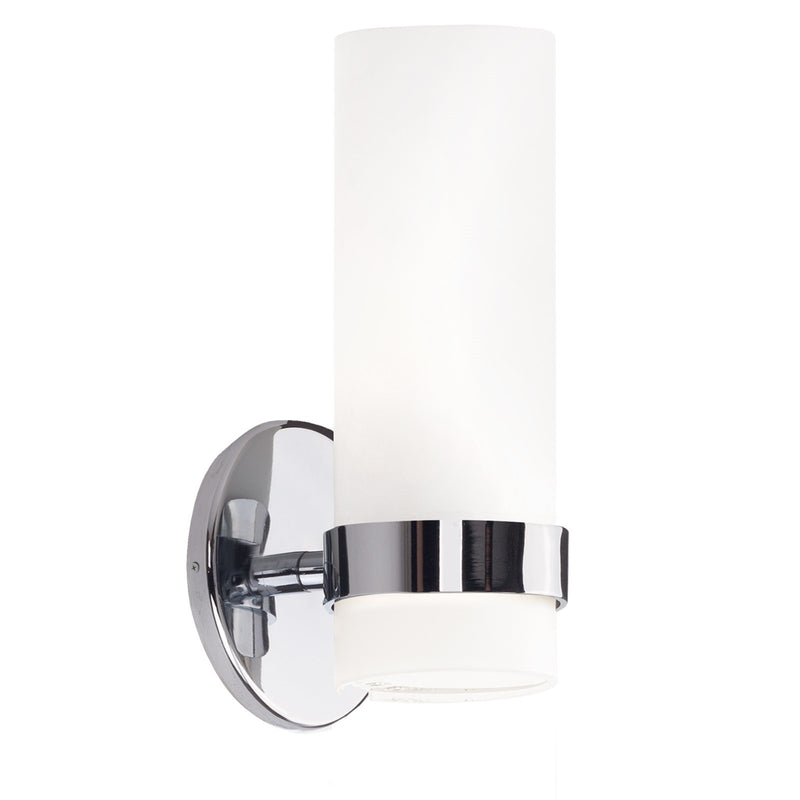 Kuzco Milano 9in LED Wall Sconce | Modern Chrome and Opal Glass | Bedroom & Hallway Accent Light | 600lm 3000K 90CRI Dimmable | Model WS9809-CH