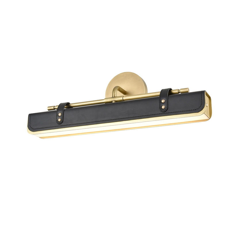 Kuzco Valise 20in 1-Light LED Wall Sconce | Vintage Brass Steel and Tuxedo Leather with Frosted Acrylic | Bedroom & Hallway | Model WV307919VBTL