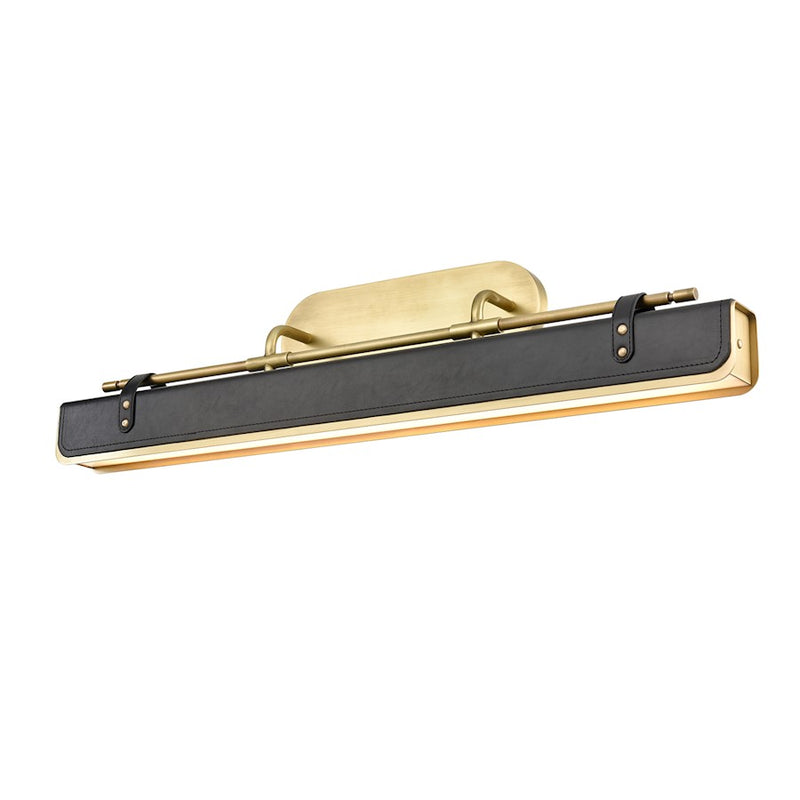 Kuzco Alora Valise 32in 1-Light LED Vanity Light | Vintage Brass and Tuxedo Leather Frosted Acrylic | Bathroom Vanity | Model WV307931VBTL